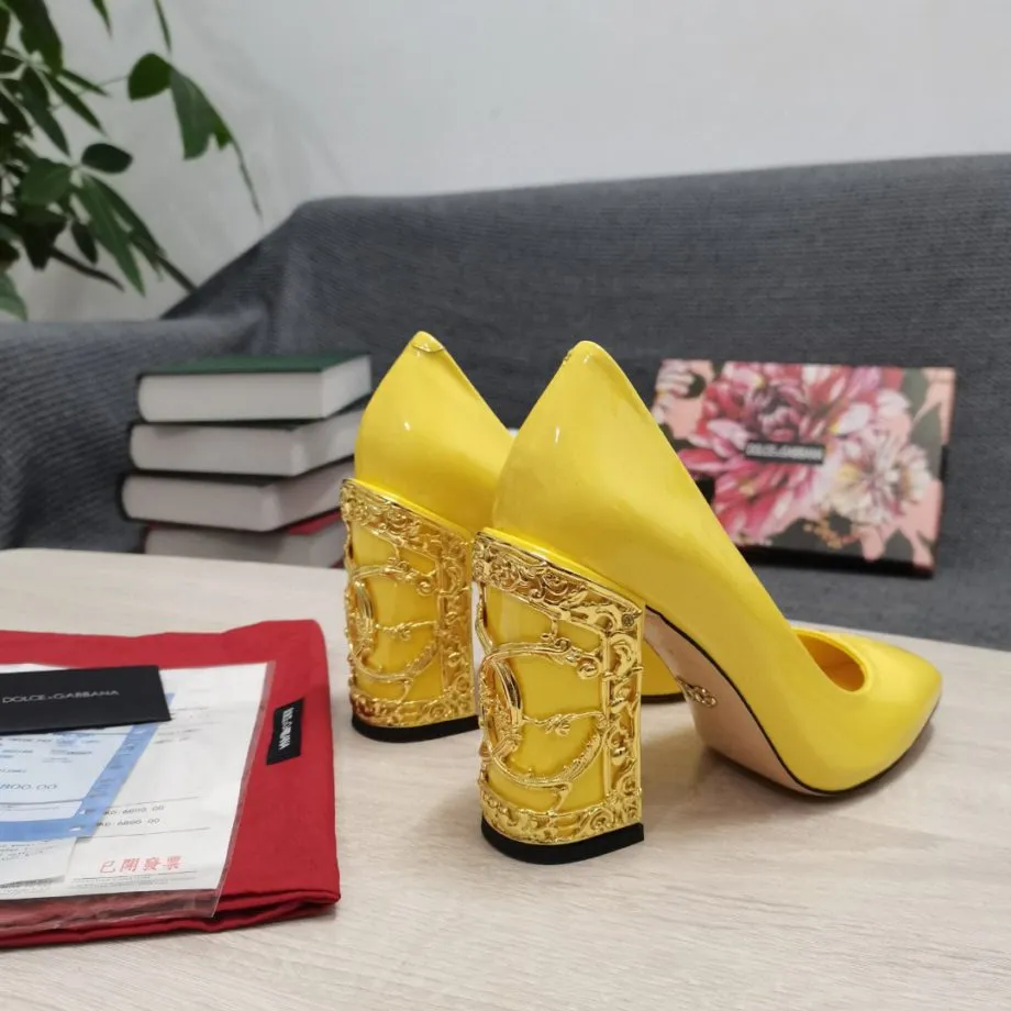 DolGa Nappa Pumps Yellow For Women DG Shoes