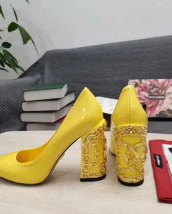 DolGa Nappa Pumps Yellow For Women DG Shoes