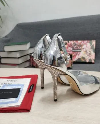 DolGa Patent Pumps With Fusible Rhinestones Silver For Women DG Shoes