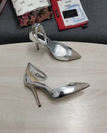 DolGa Patent Pumps With Fusible Rhinestones Silver For Women DG Shoes