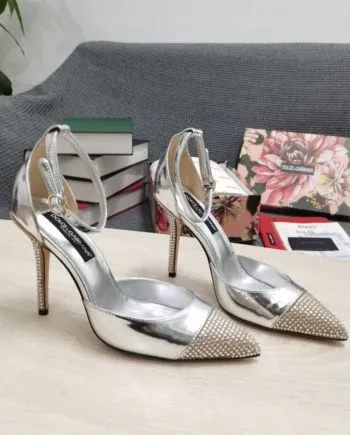 DolGa Patent Pumps With Fusible Rhinestones Silver For Women DG Shoes