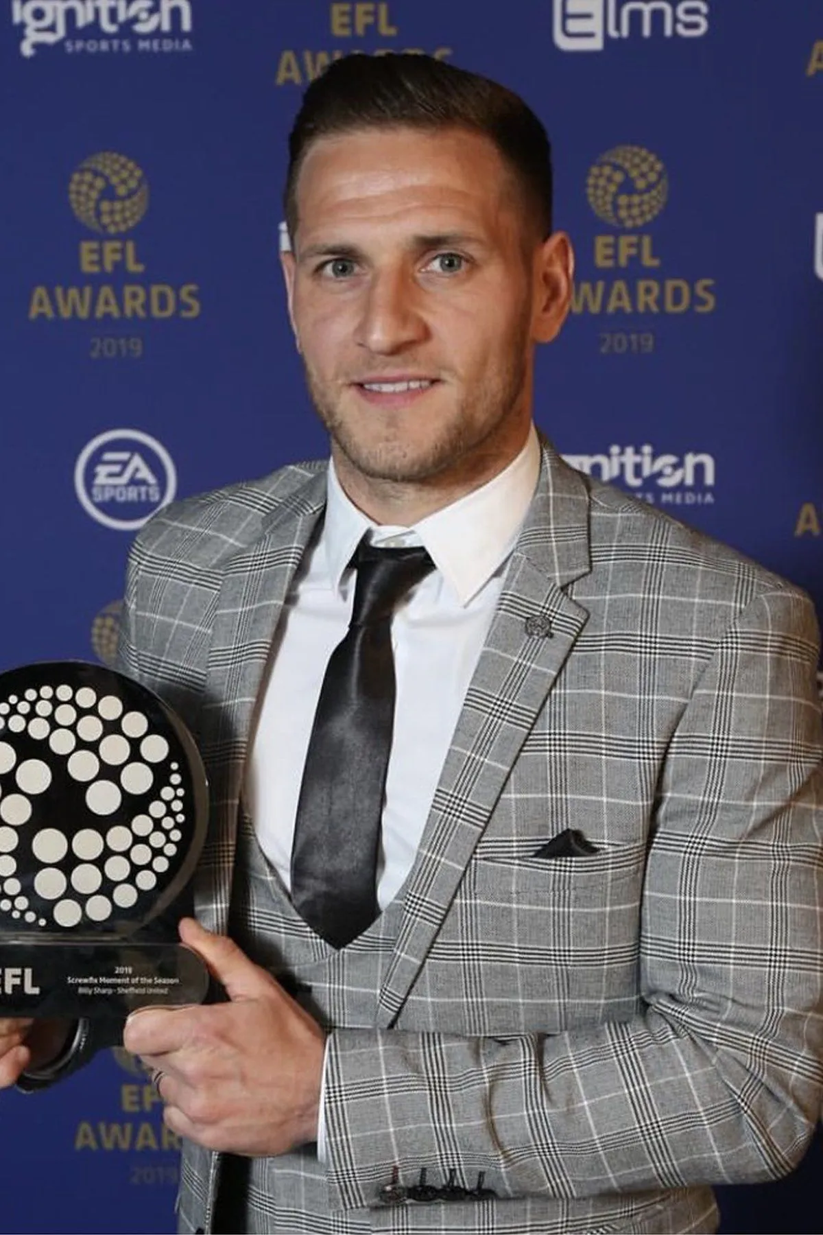 Doncaster Rovers Forward Billy Sharp in Ross Grey Check Suit