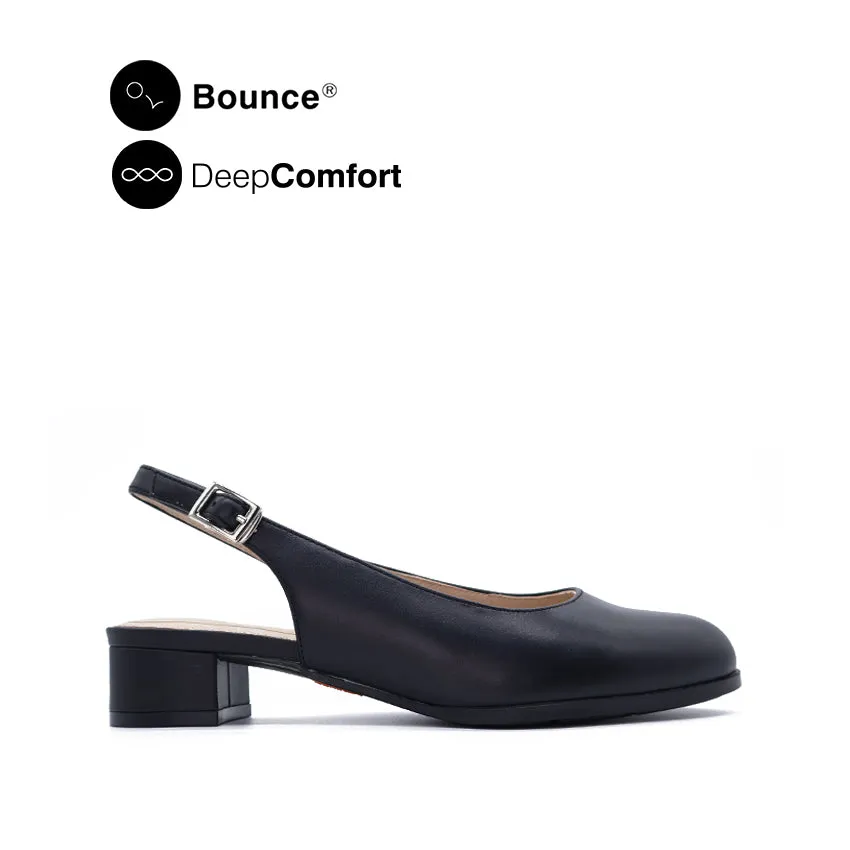 Drixie Backstrap Women's Shoes - Black Leather