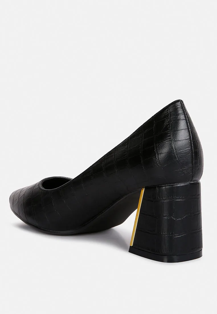 Emersyn Croc Block Heel Pump Shoes