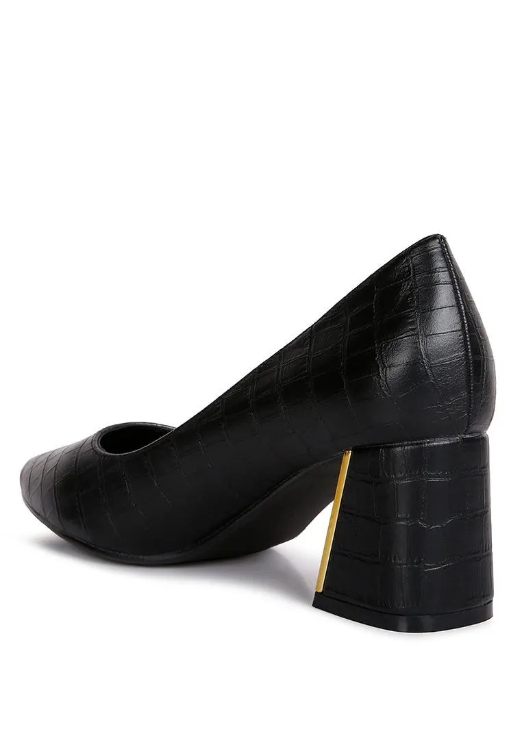 emersyn croc block heel pump shoes