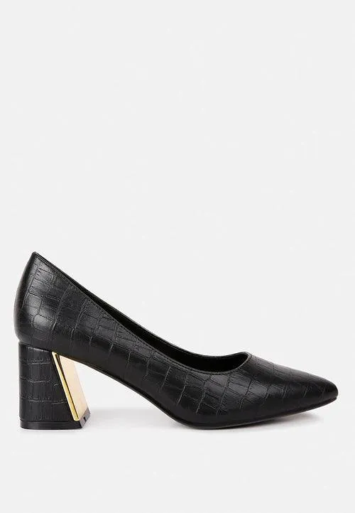 emersyn croc block heel pump shoes