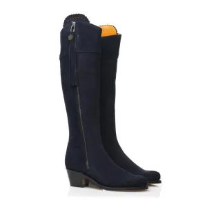 Fairfax & Favor Heeled Regina Ladies Suede Boot - Navy