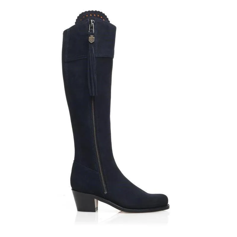 Fairfax & Favor Heeled Regina Ladies Suede Boot - Navy