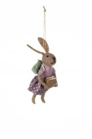 Felt Bunny Rabbit with Book and Backpack