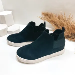 First Steps Suede Heeled Slip On Sneakers in Black