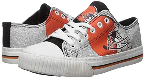 FOCO Cleveland Browns NFL Womens Glitter Low Top Canvas Shoes - 6