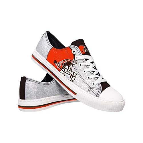 FOCO Cleveland Browns NFL Womens Glitter Low Top Canvas Shoes - 6