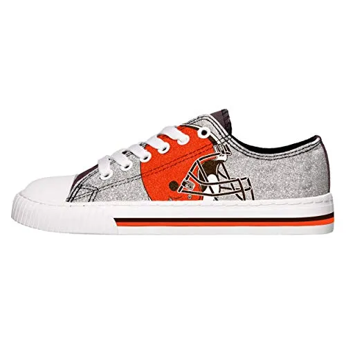 FOCO Cleveland Browns NFL Womens Glitter Low Top Canvas Shoes - 6