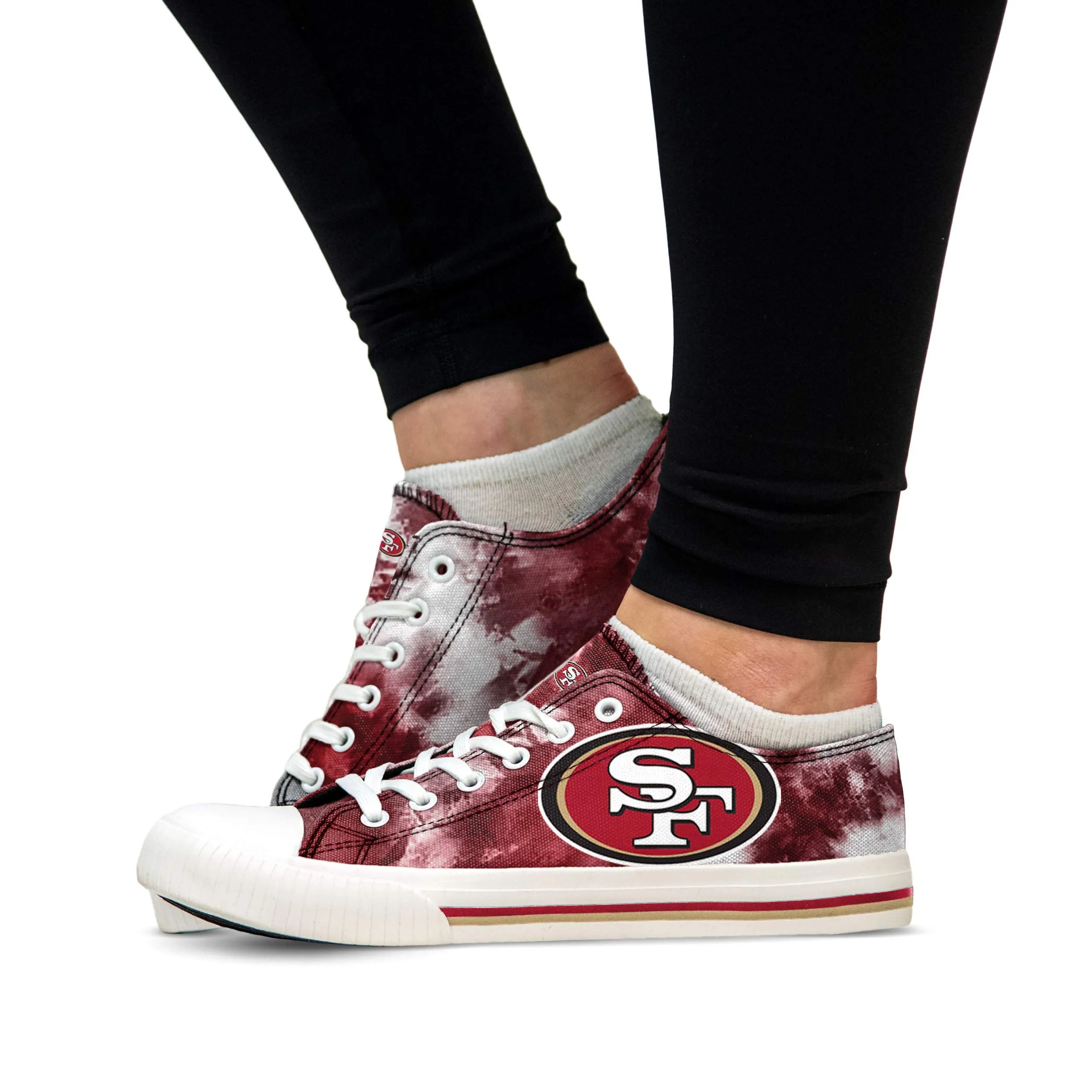 FOCO San Francisco 49ers NFL Womens Low Top Tie Dye Canvas Shoes - 7