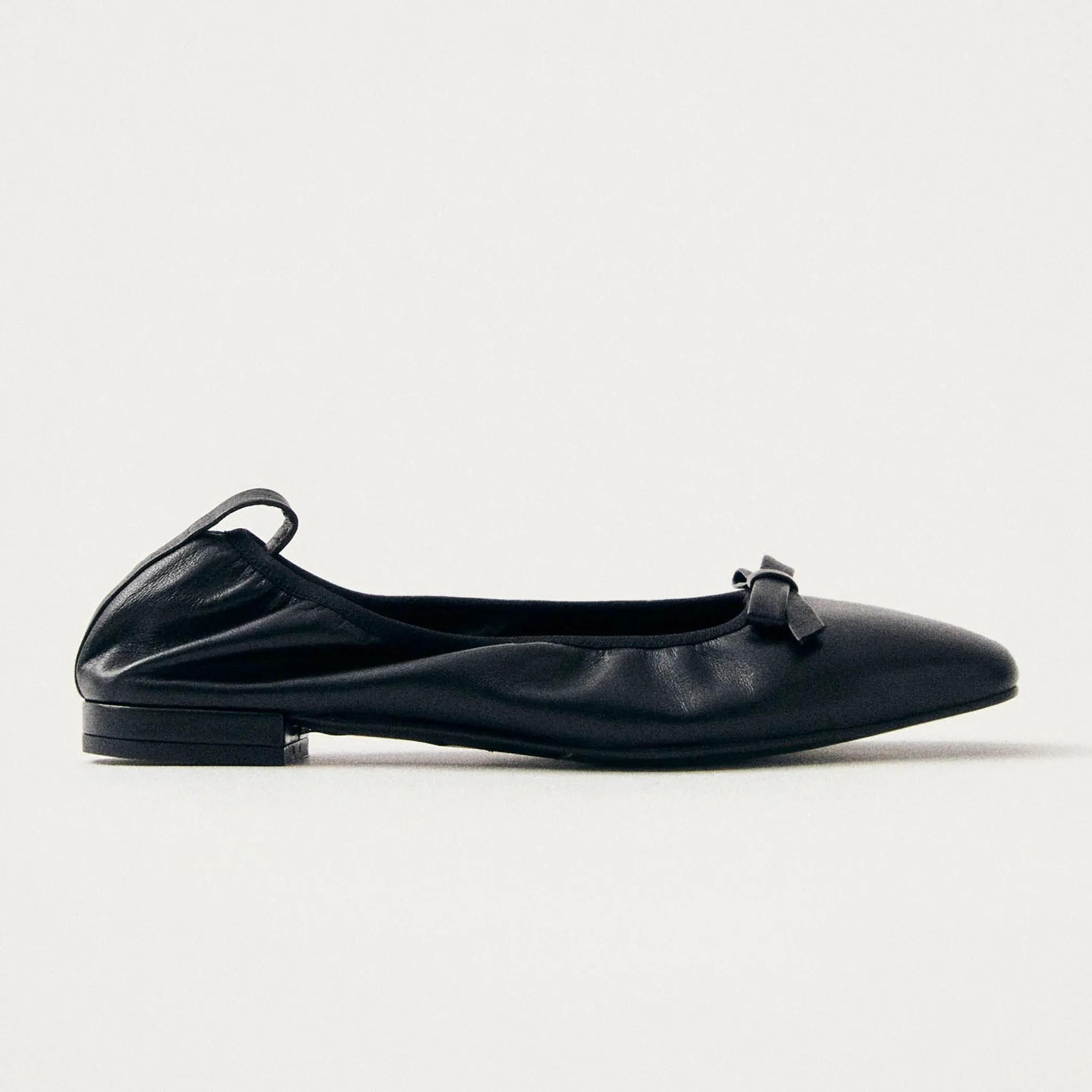 Freya Black Leather Ballet Flats