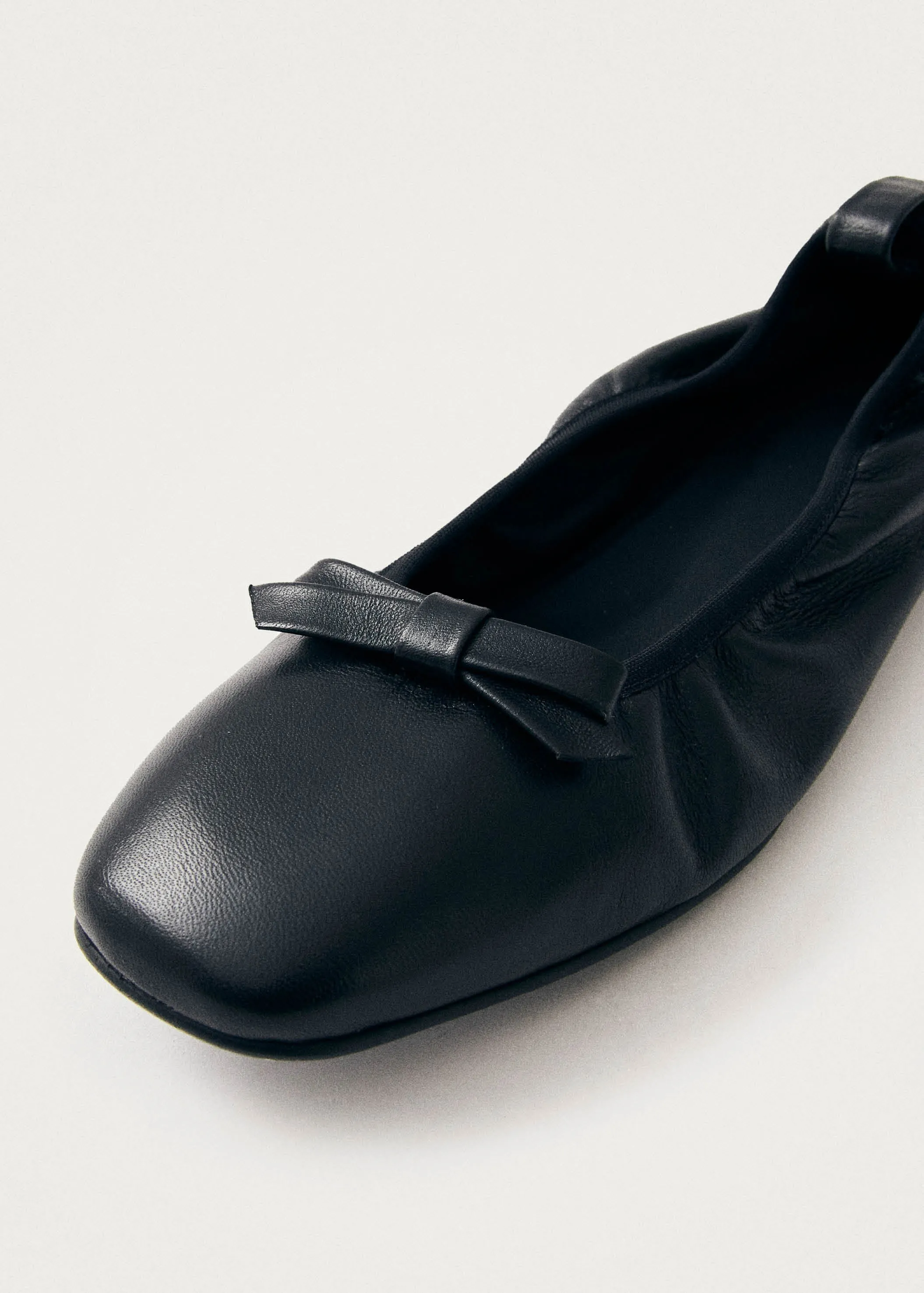 Freya Black Leather Ballet Flats