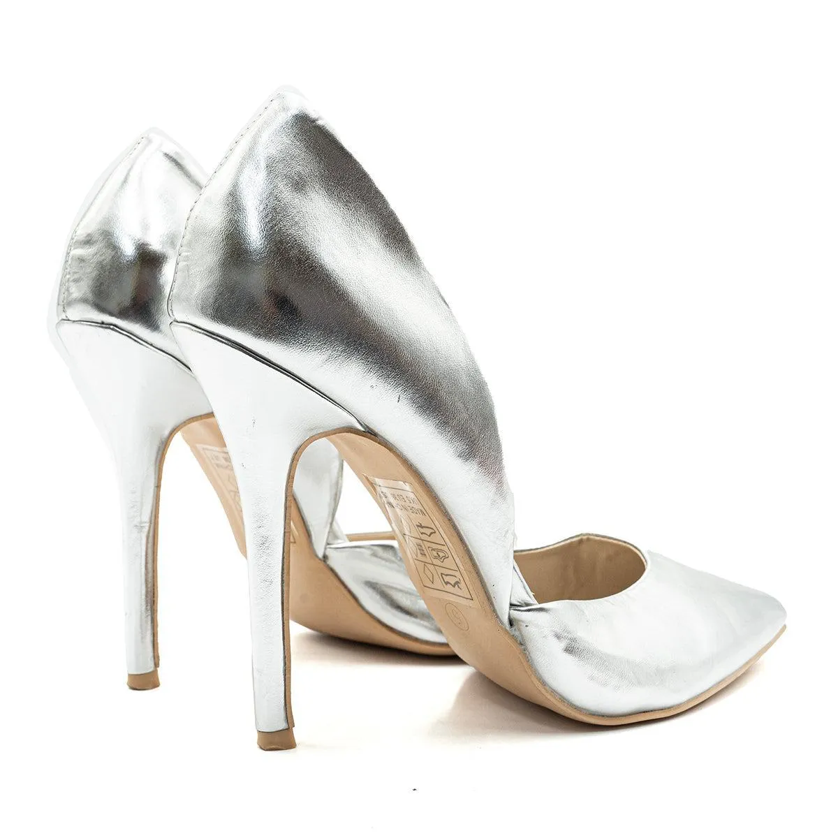 Glamorous Pump High-Heel Shoes Leather Silver Colour For Women