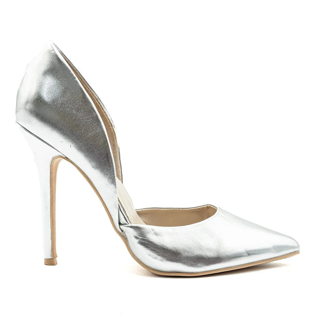 Glamorous Pump High-Heel Shoes Leather Silver Colour For Women