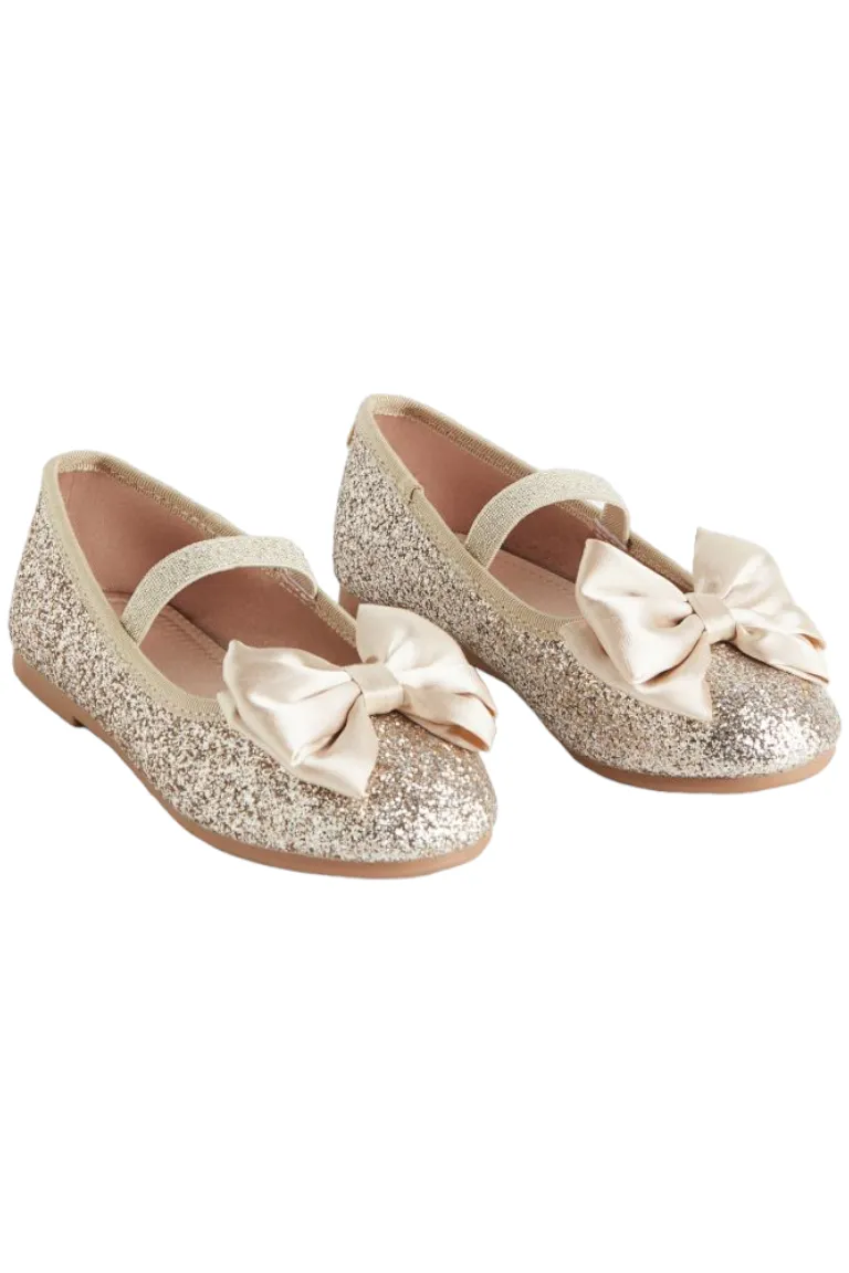 Gold Bow Ballet Pump