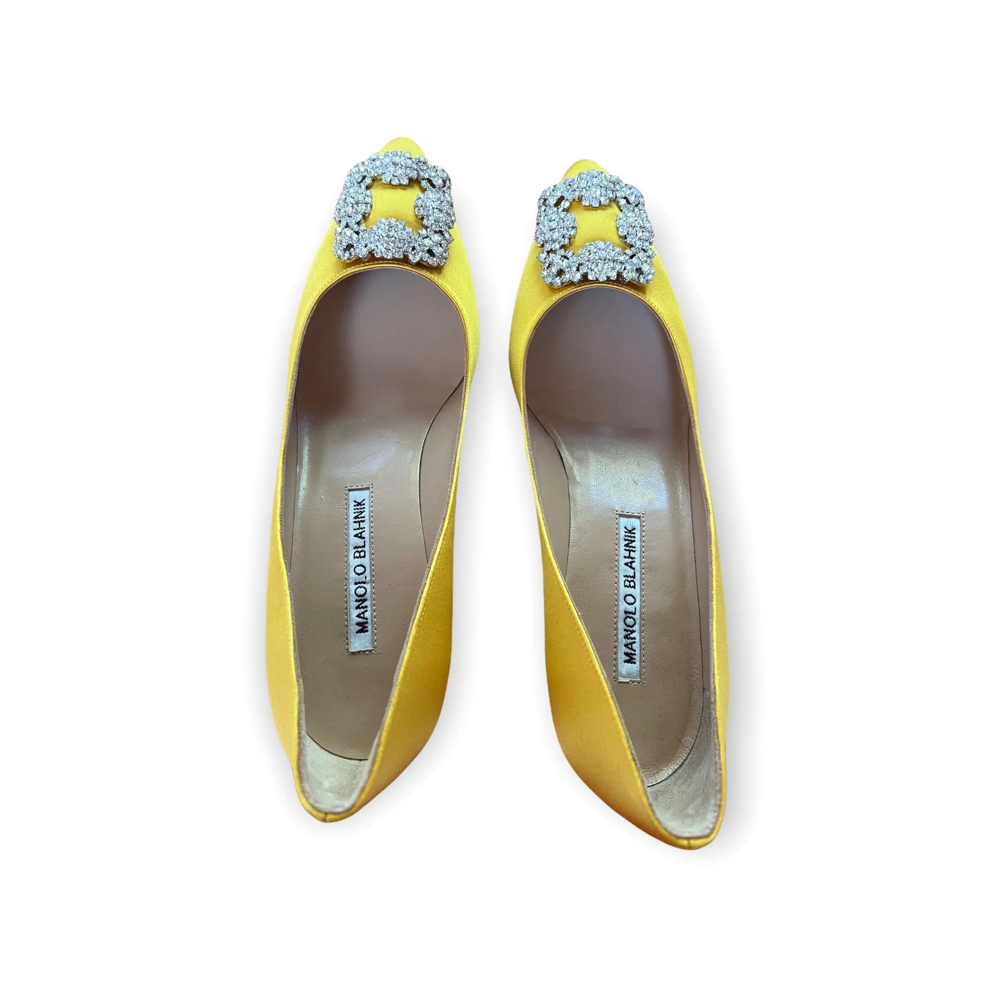 Hanginsi Yellow Satin Pumps -  6.5