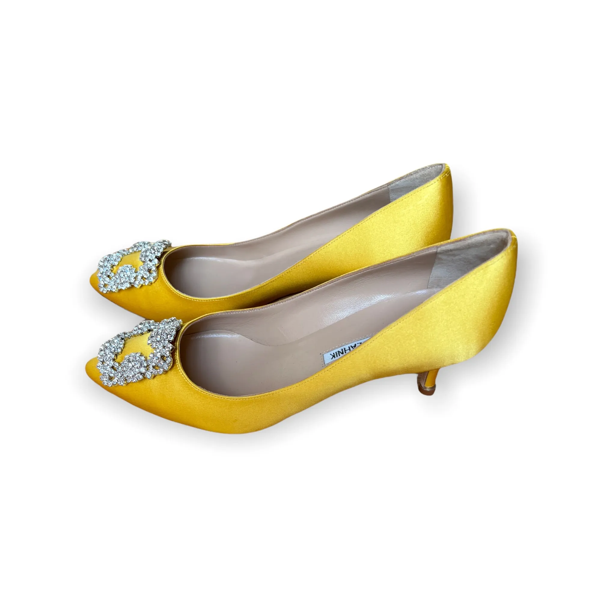 Hanginsi Yellow Satin Pumps -  6.5