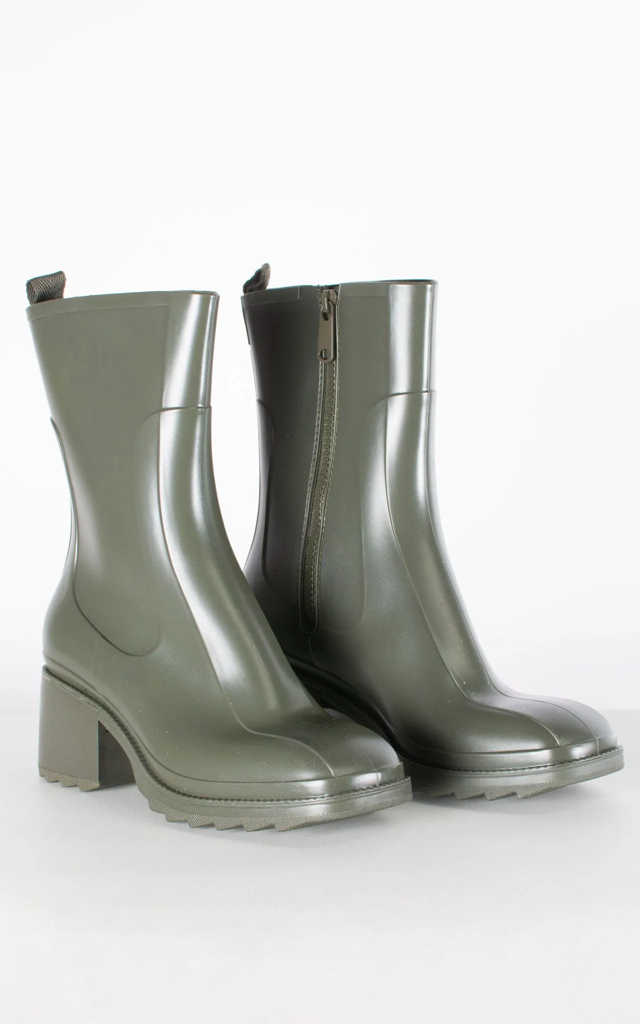 Heeled Welly Boot | Khaki