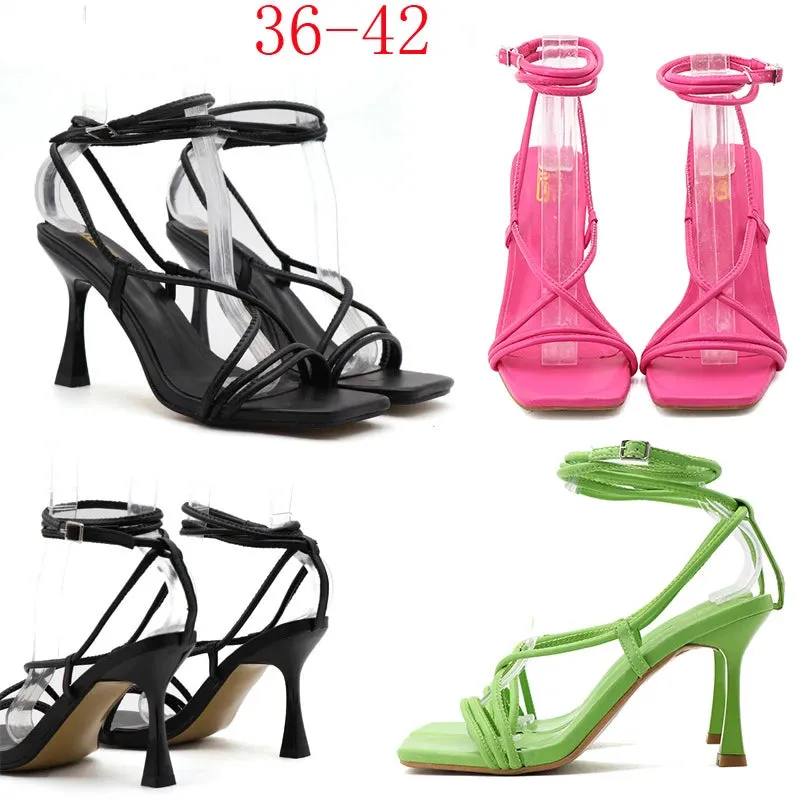 Hnzxzm Designer Sexy High Heeled Sandals New cross-strap Fashion Catwalk Strange Sandals Summer Women's Shoes Party Dress Shoes