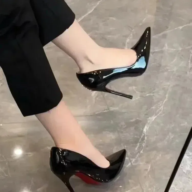 Hnzxzm Fashion Plus Size High Heel Women's Shoes Black Red Sexy 9cm Banquet Party Women's Shoes Sequined Wedding Shoes