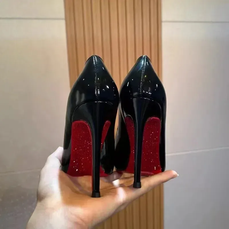 Hnzxzm Fashion Plus Size High Heel Women's Shoes Black Red Sexy 9cm Banquet Party Women's Shoes Sequined Wedding Shoes