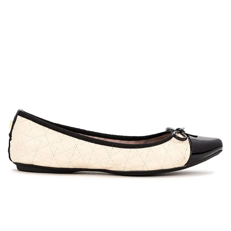 HOLLY Ballet Flat Shoes - Cream/Black