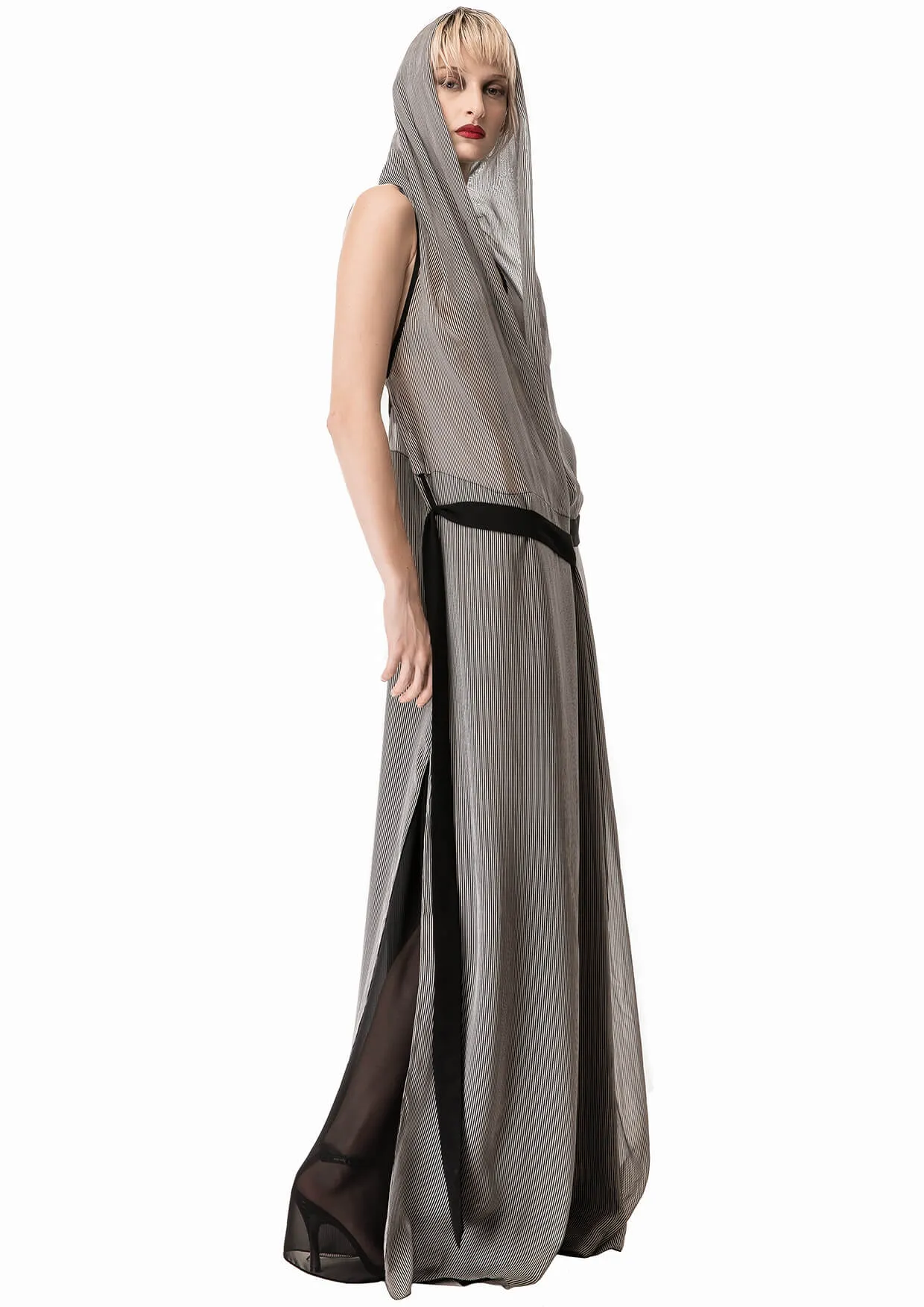 Hooded Silk Maxi Dress