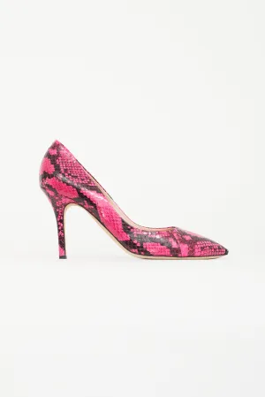 Hot Pink & Black Embossed Textured Pump