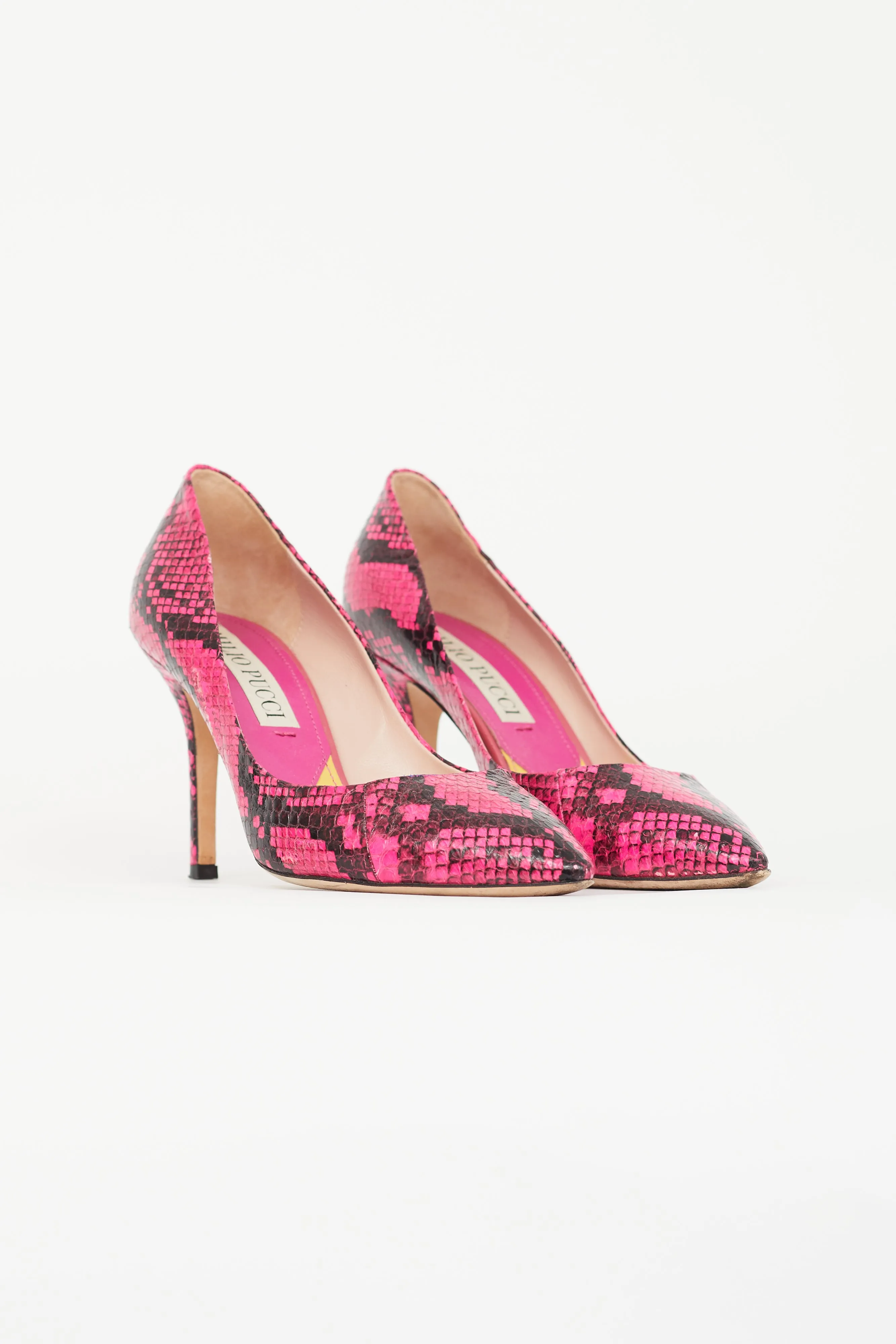 Hot Pink & Black Embossed Textured Pump