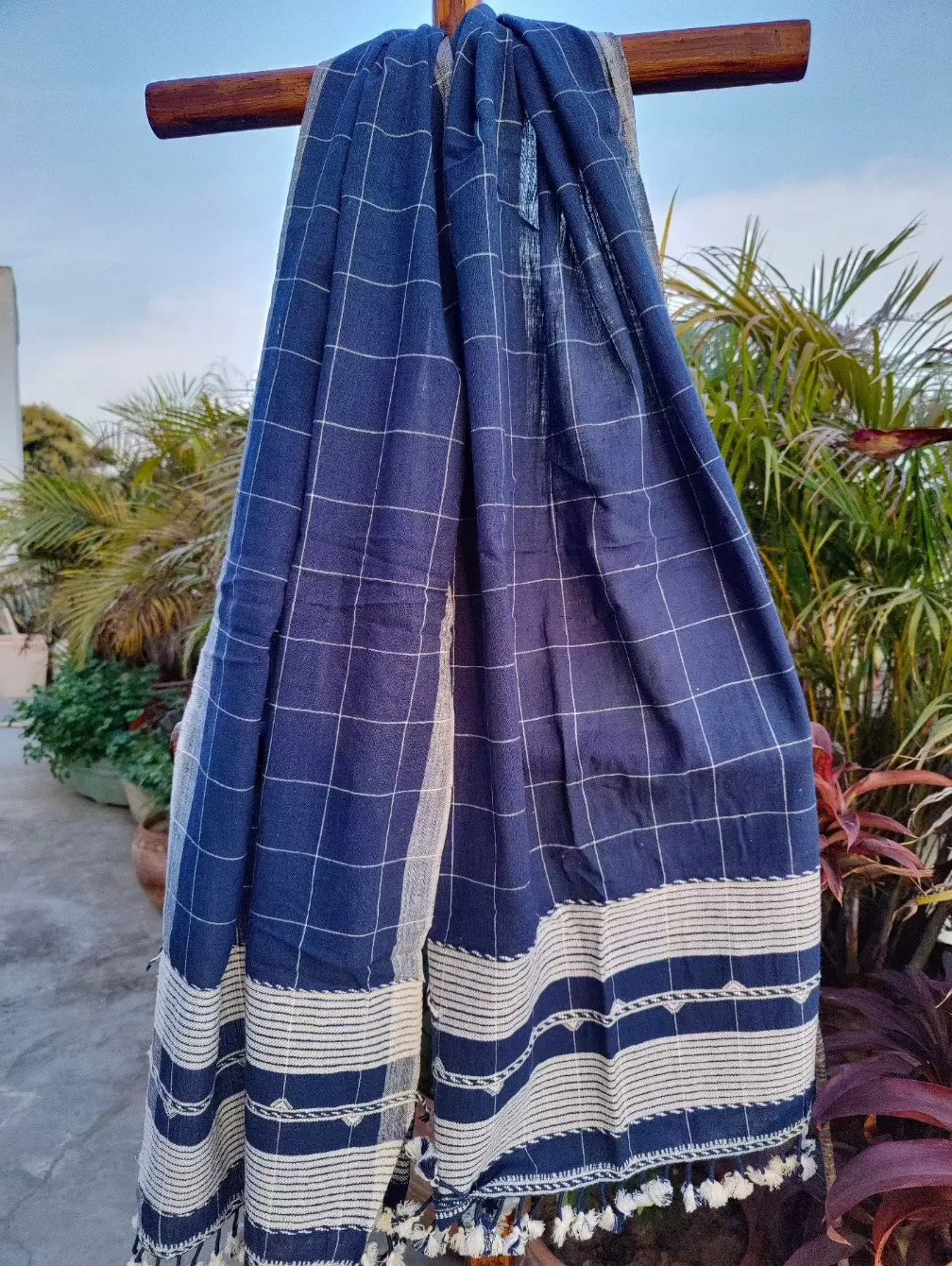 Indigo Blue Cotton Stole