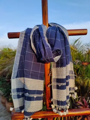 Indigo Blue Cotton Stole