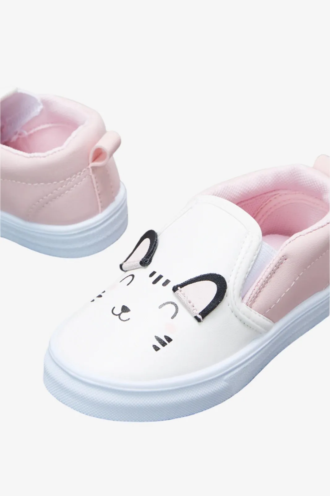 Infant Girls White Cat Detail Pump