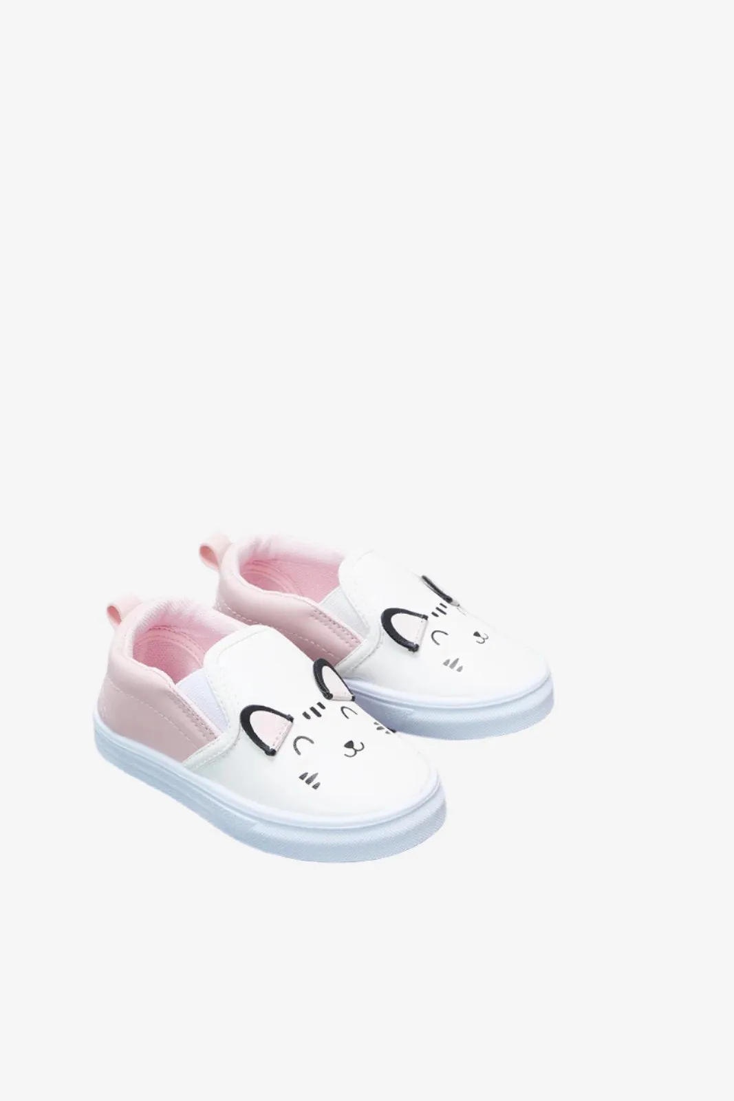 Infant Girls White Cat Detail Pump