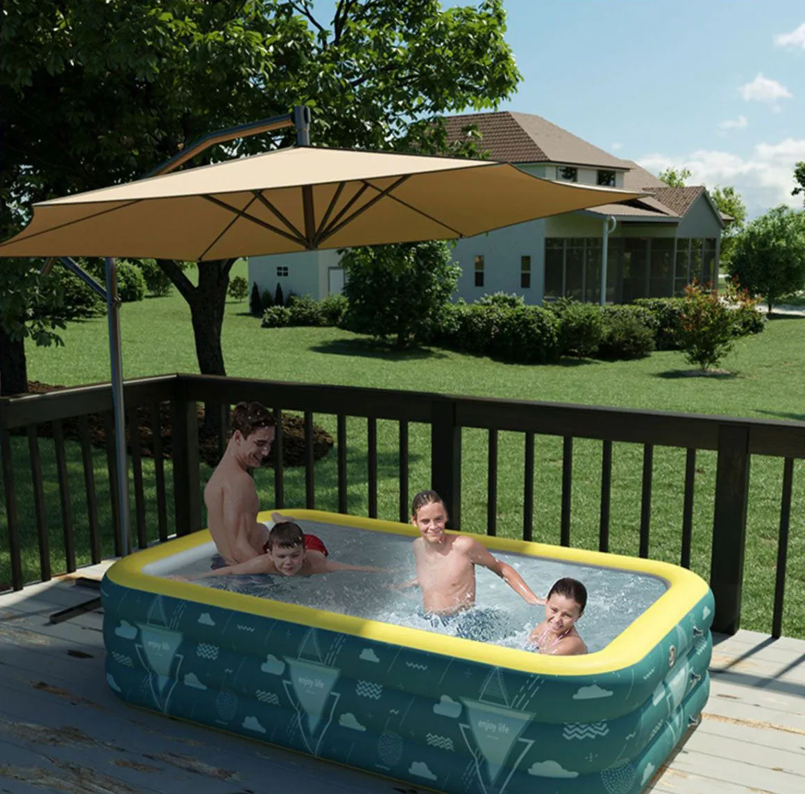 Inflatable Bathtub Kids Rectangular Swimming Pool 180x130cm