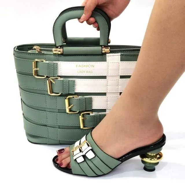 Italian Shoes and Matching Fashion Lady Bag for Weddings, Parties