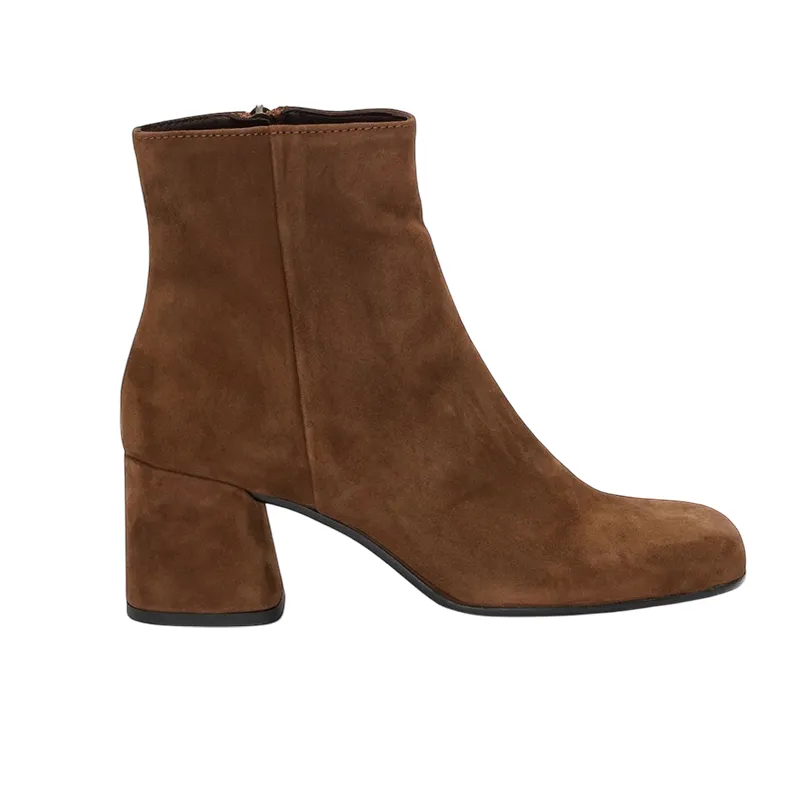 Jane Galland Chestnut Suede Heeled Ankle Boots