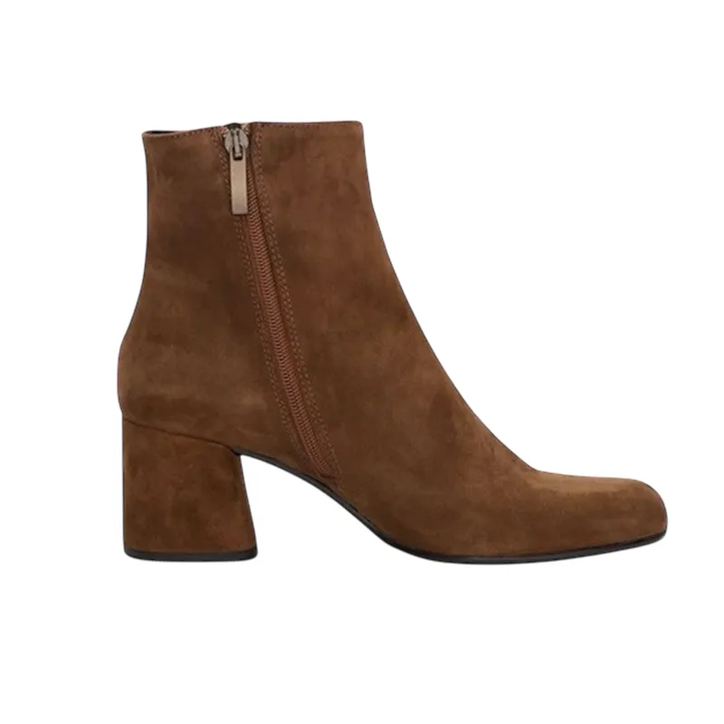 Jane Galland Chestnut Suede Heeled Ankle Boots