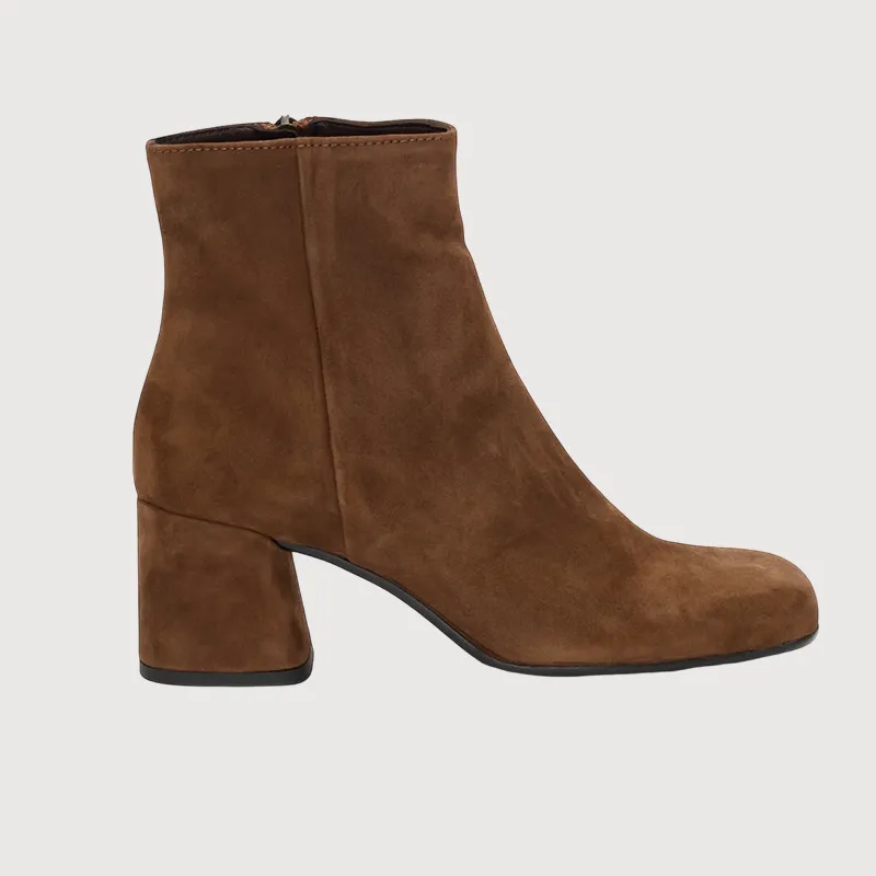 Jane Galland Chestnut Suede Heeled Ankle Boots