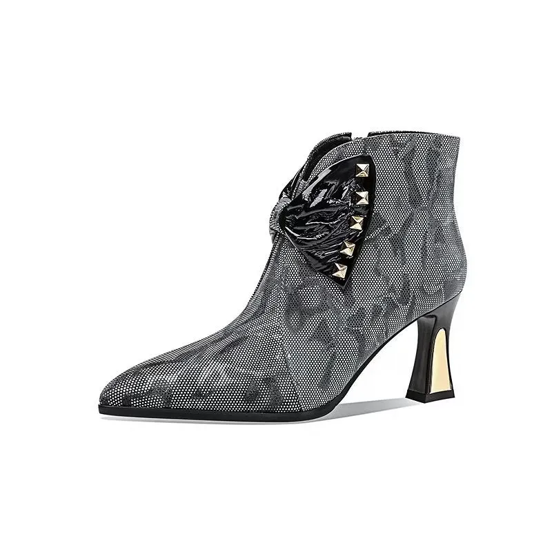 Luxury Serpent-Texture Elegant Heeled Boots