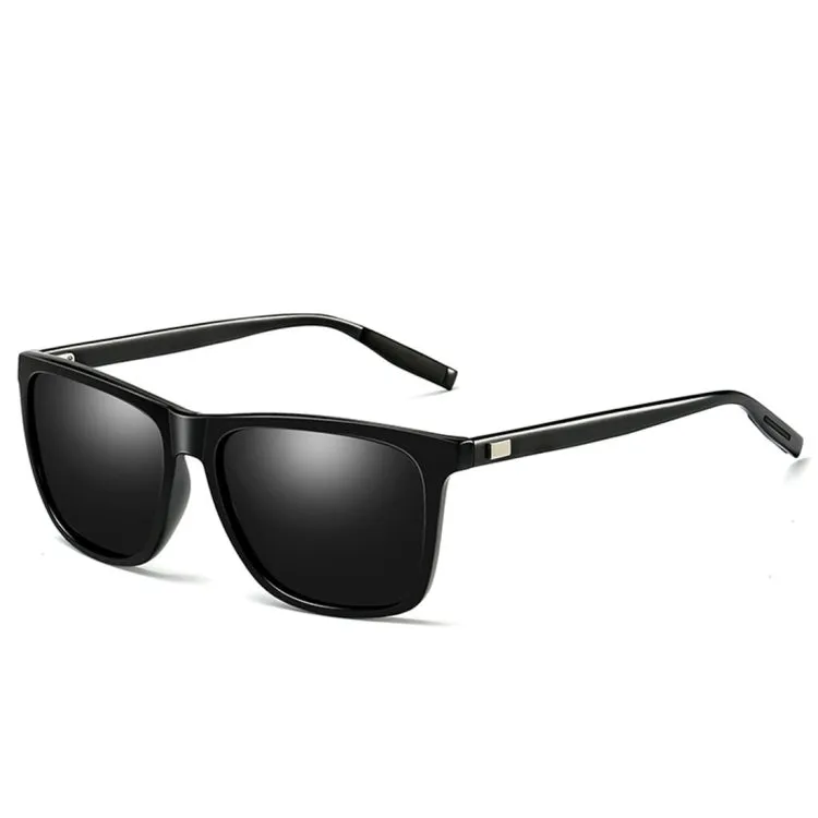 Men Retro Fashion Aluminum Magnesium Frame UV400 Polarized Sunglasses  (Black   Grey)