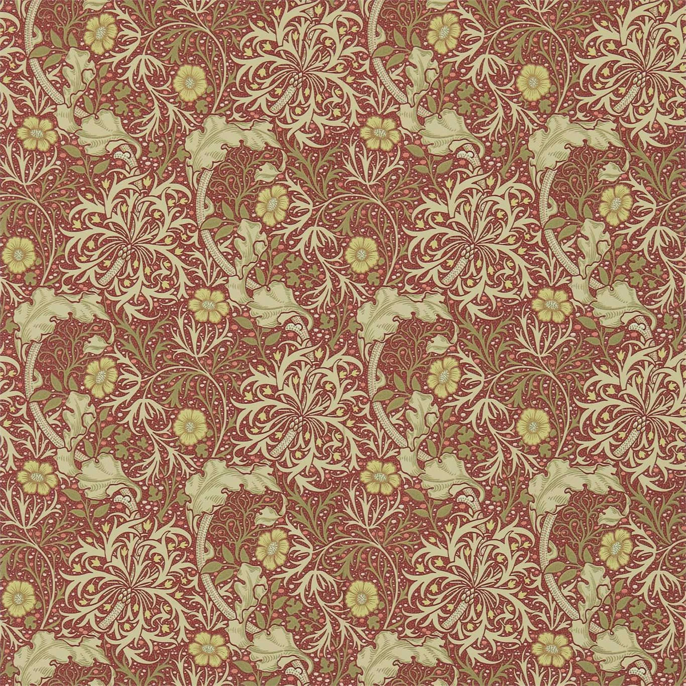 Morris & Co Morris Seaweed Red/Gold Wallpaper