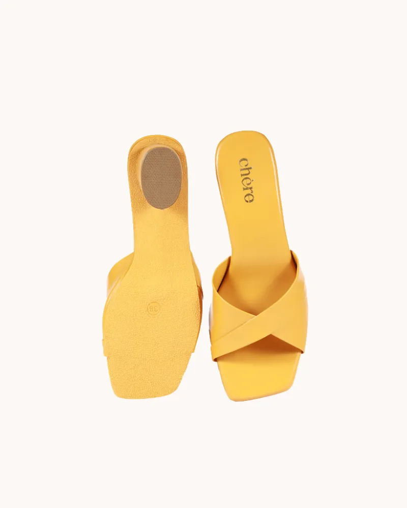 Mustard Yellow Chic Block Heels for Women