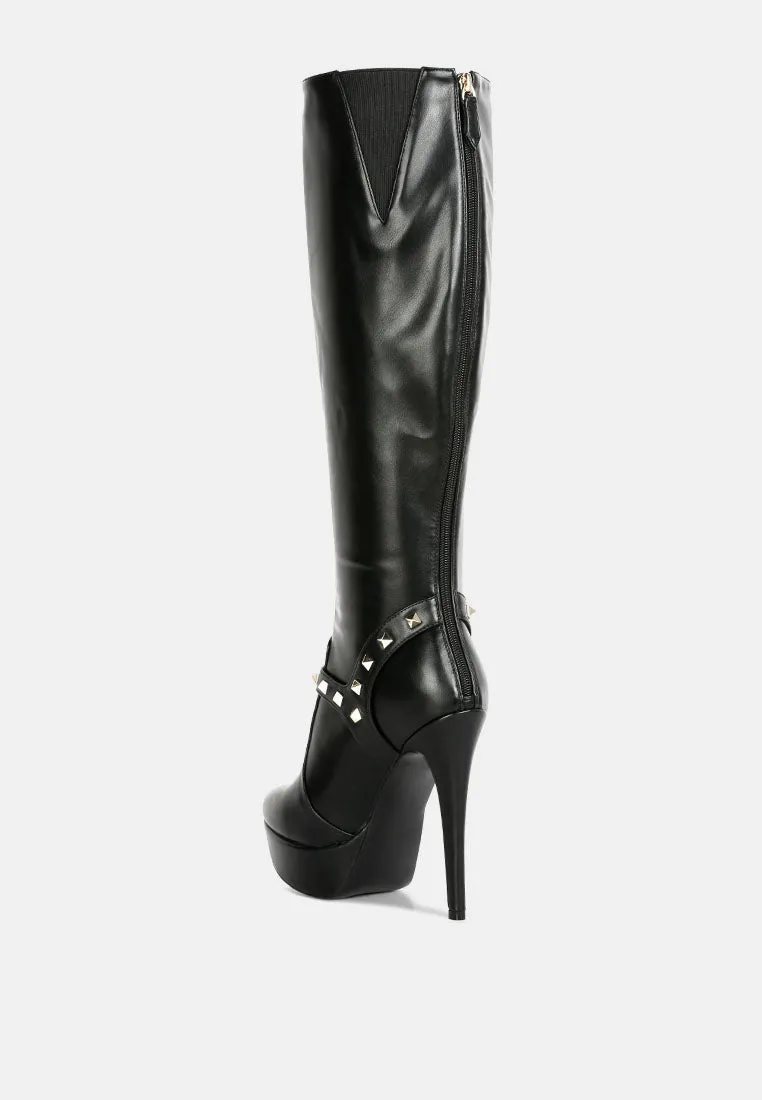 Nephele Studs Embellished Stiletto Calf Boots