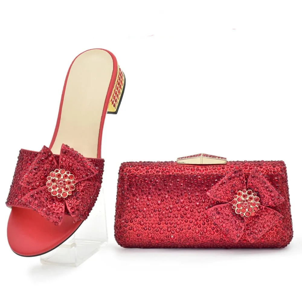 Nigerian Flower Shoes and Bags Set