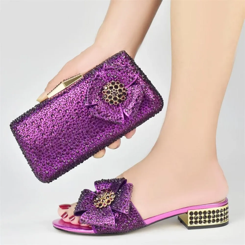 Nigerian Flower Shoes and Bags Set