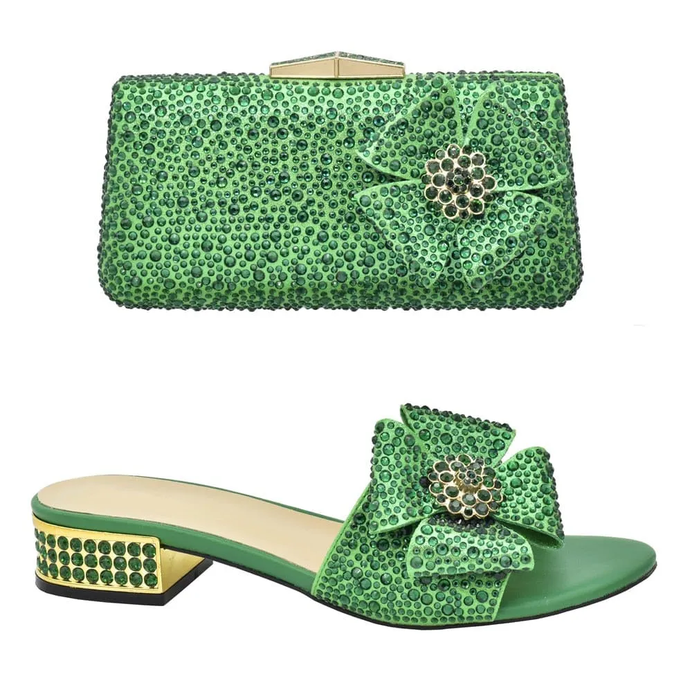 Nigerian Flower Shoes and Bags Set